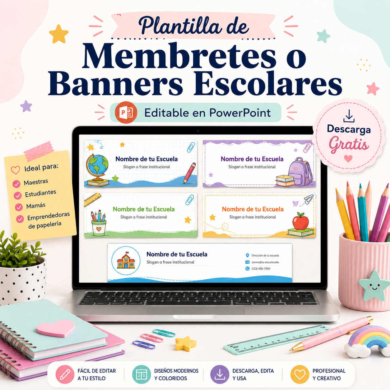 Plantilla de Membretes o Banners Escolares